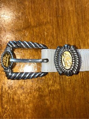 Brighton White Belt with Silver & Gold Buckle